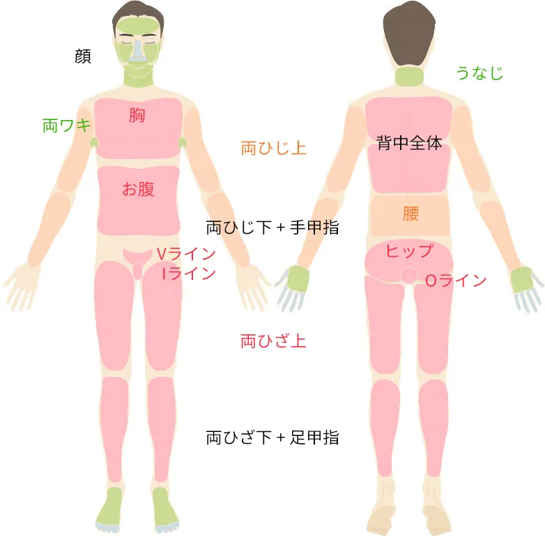 セレクト脱毛 施術パーツ